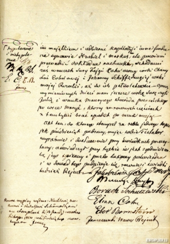 Jakub Lewin Szenwic's testament (source: State Archives in Płock, Kancelaria notariusza Wawrzyńca Janczewskiego w Płocku, ref. no. 259/1864)
